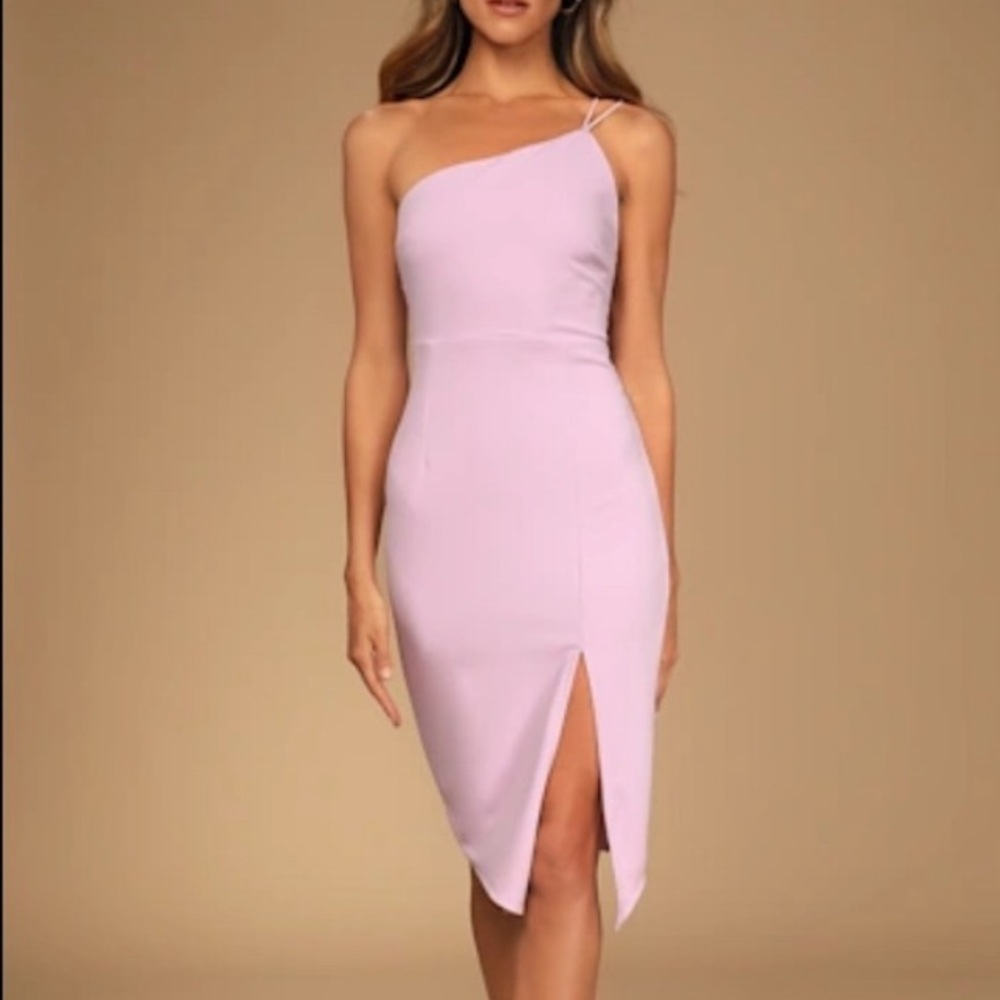 Elegant One-Shoulder Pink Dress